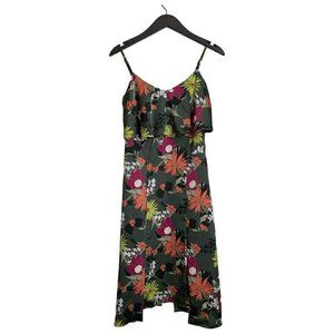Banana Republic Floral Midi Dress - Black, Red, Green